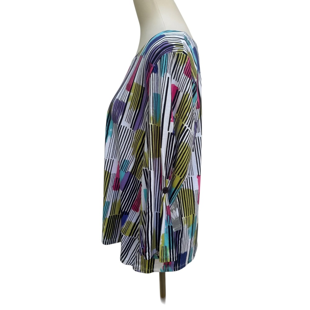 Habitat Swing Tee Size L Multi-Color Abstract Geometric 3/4 Sleeve NWT Artistic - Picture 3 of 10